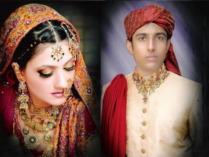 Bride and groom in traditional attire