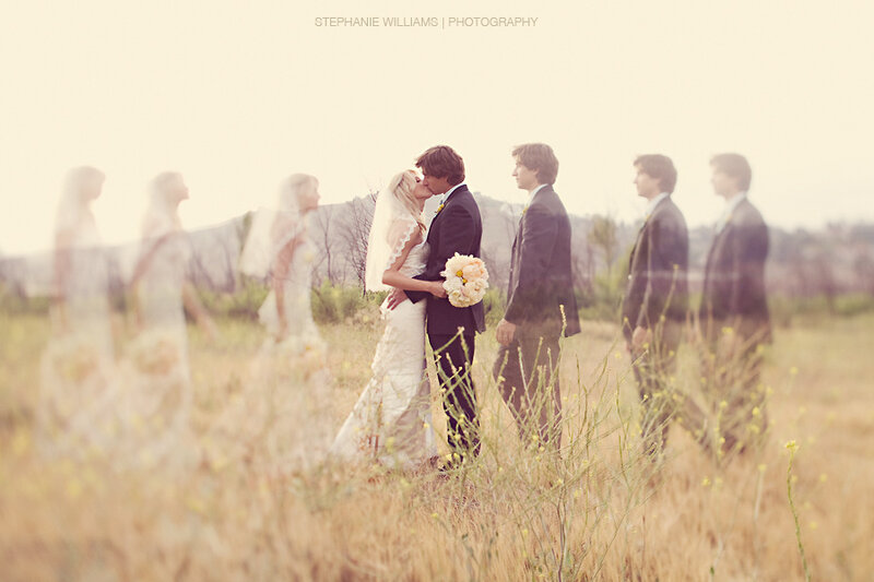 Bride and Groom Kissing — Beige