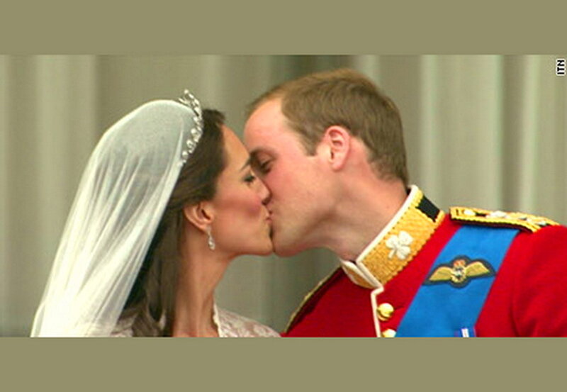 Bride and Groom Kissing — White, Formal