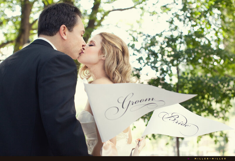 Bride and Groom Kissing — White, Romantic, Afternoon, Photograph