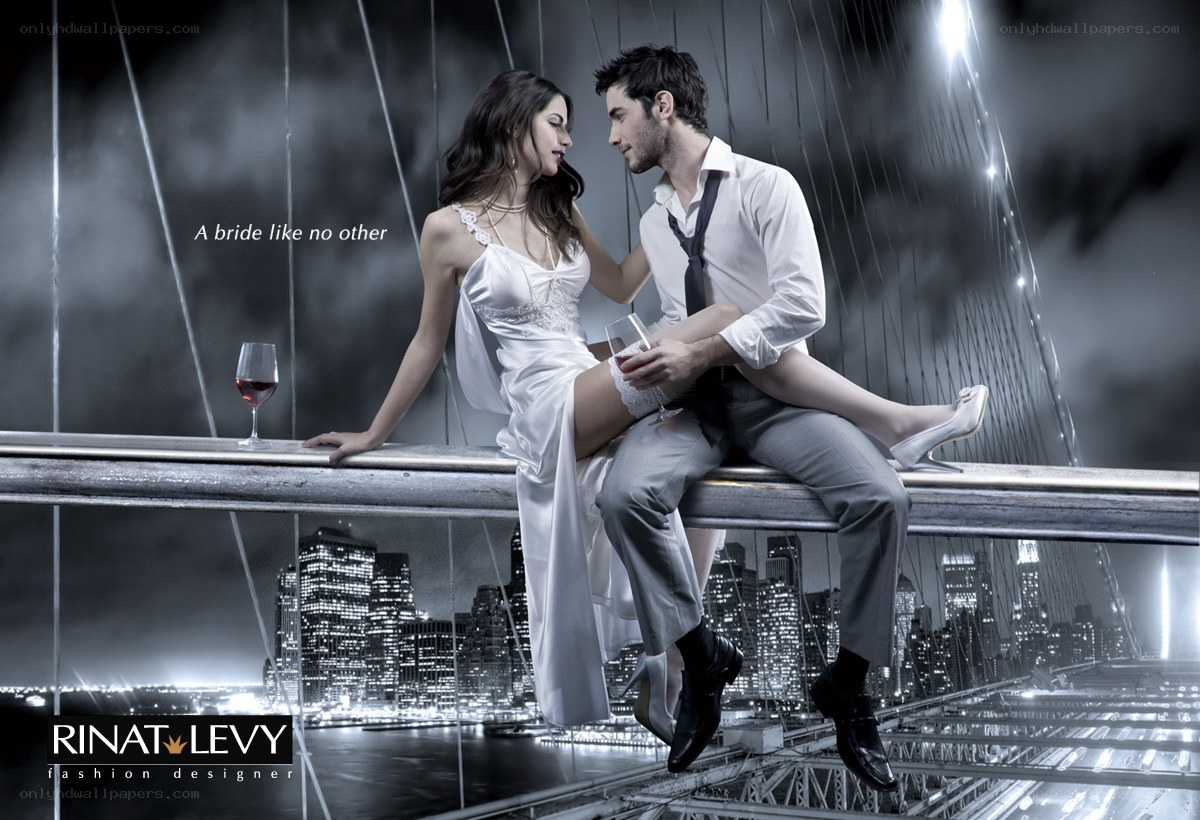 Bride and groom on a bridge