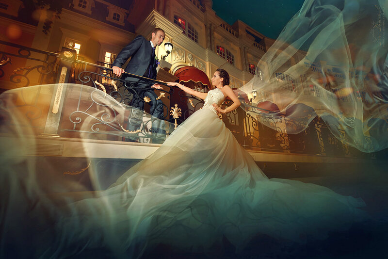 Bride and Groom on Balcony