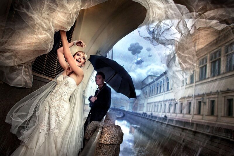 Bride and Groom on Bridge