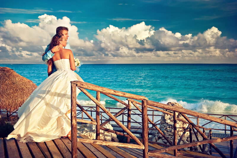 Bride and Groom on Deck — Blue