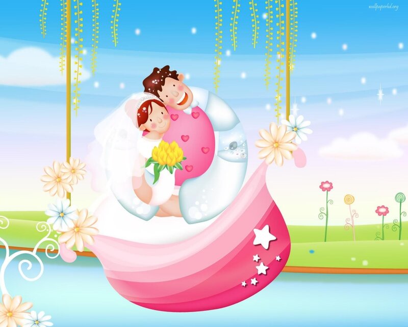 Bride and Groom on Swing