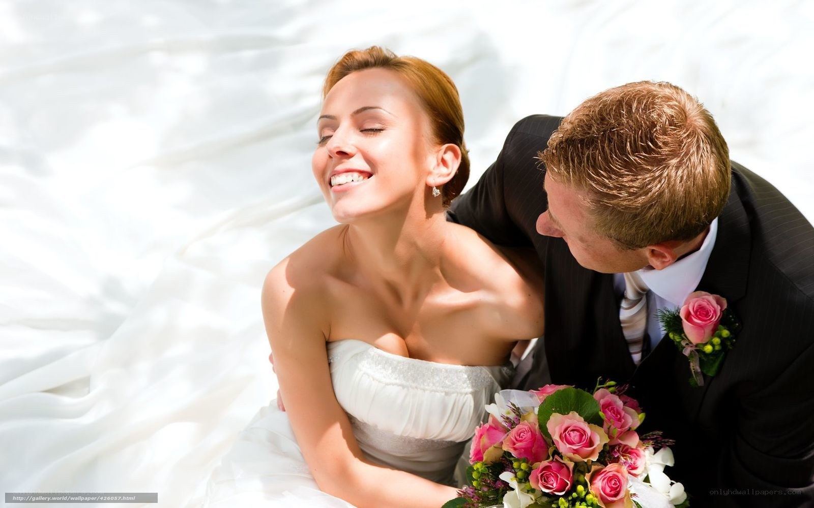 Bride and groom on wedding day