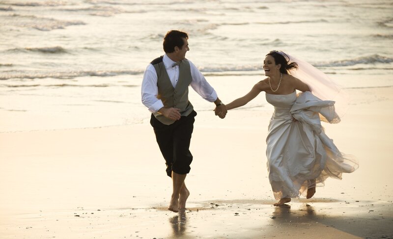 Bride and Groom Running