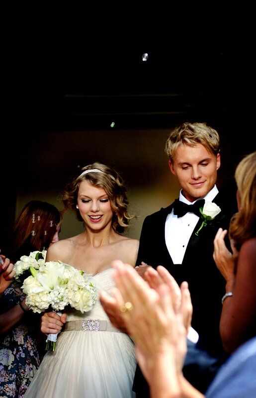Bride and groom walking down aisle