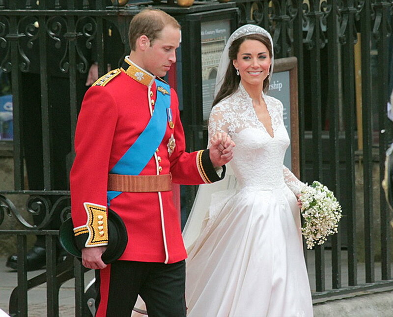 Bride and Groom Walking — Red