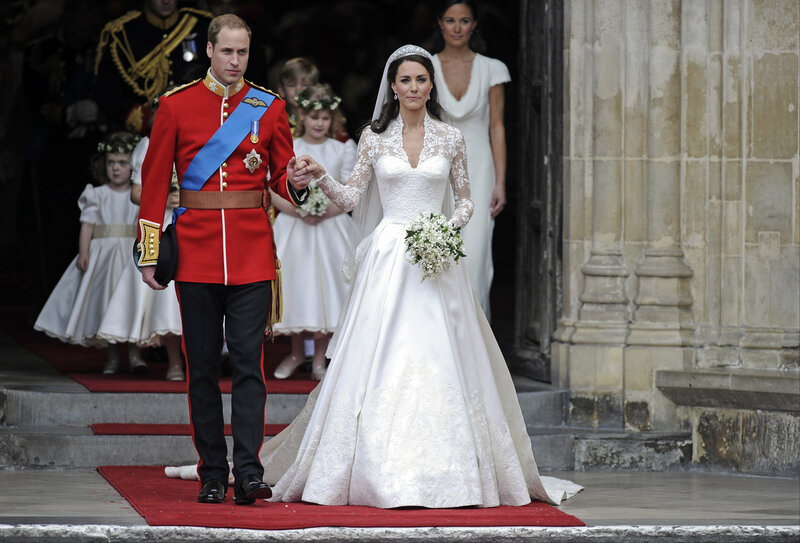 Bride and Groom Walking — White
