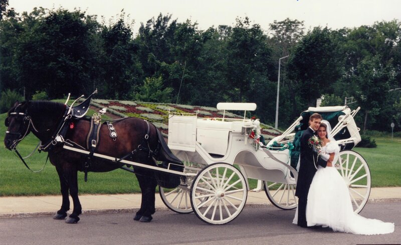 Bride and Groom with Carriage