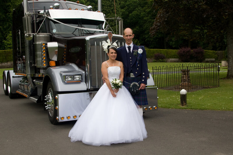 Bride and Groom with Truck