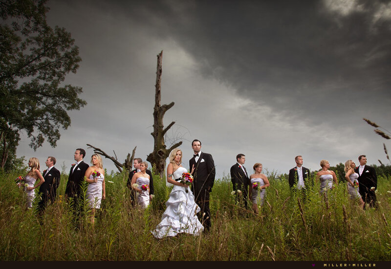 Bride and Groom with Wedding Party