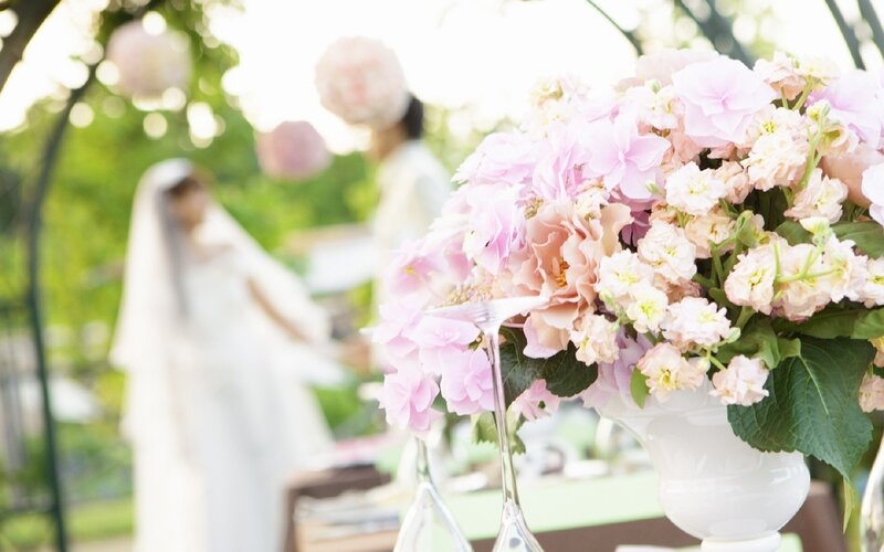 Bride at outdoor wedding