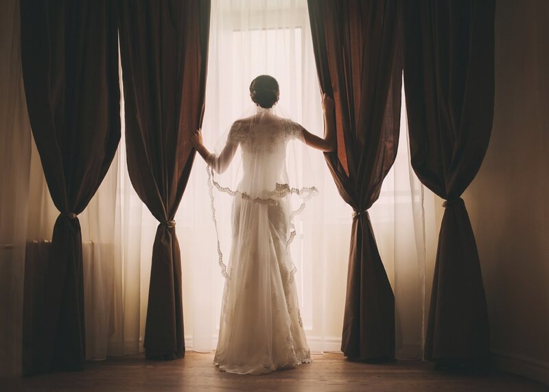 Bride at Window — White