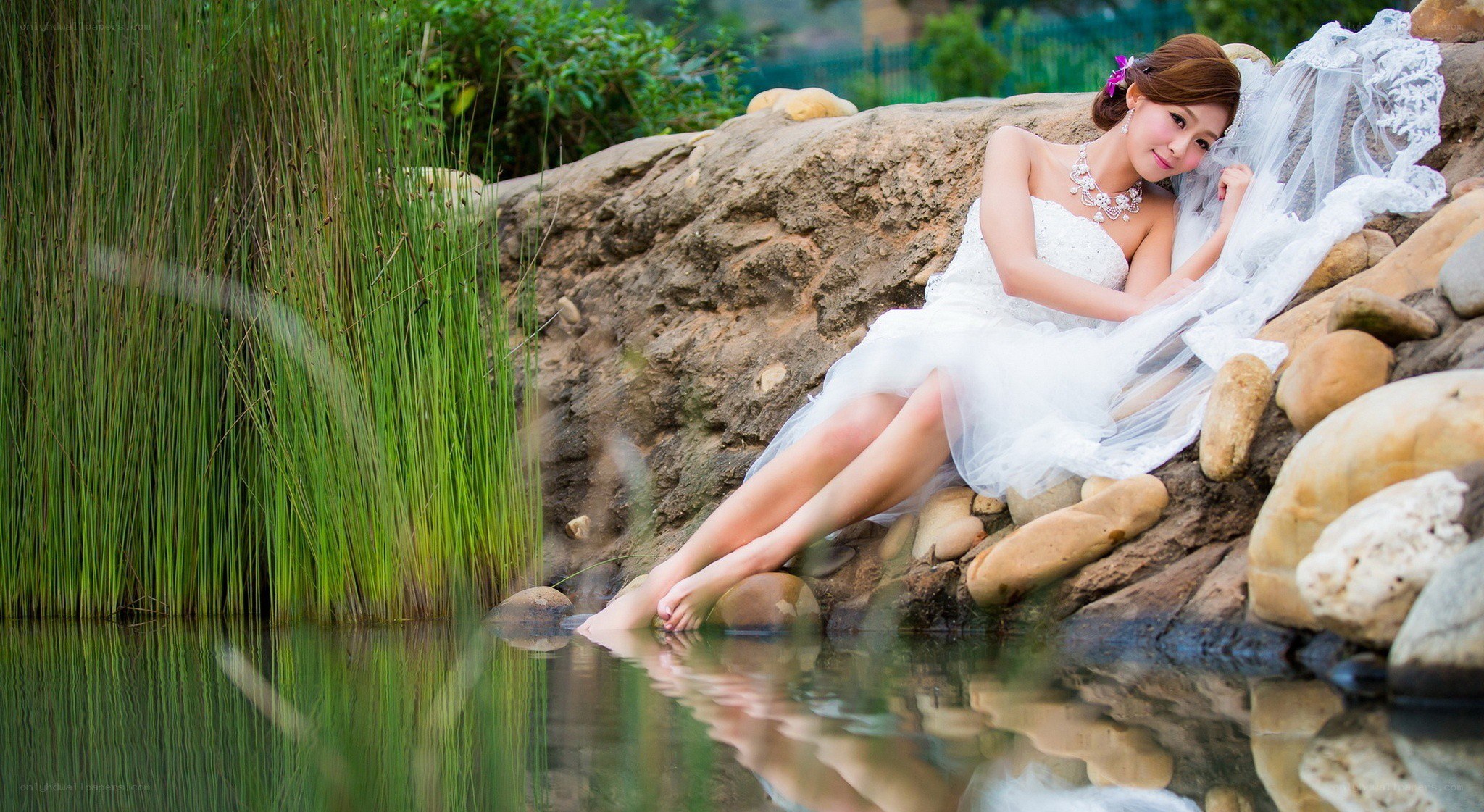 Bride by the water