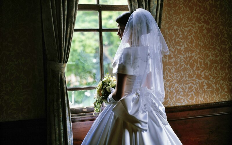 Bride by Window — White