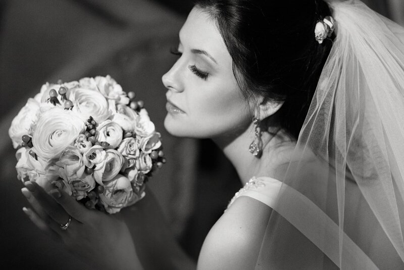 Bride Holding Bouquet — Black