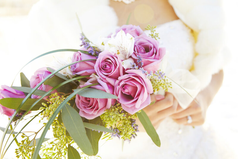Bride Holding Bouquet — Pink, Serene