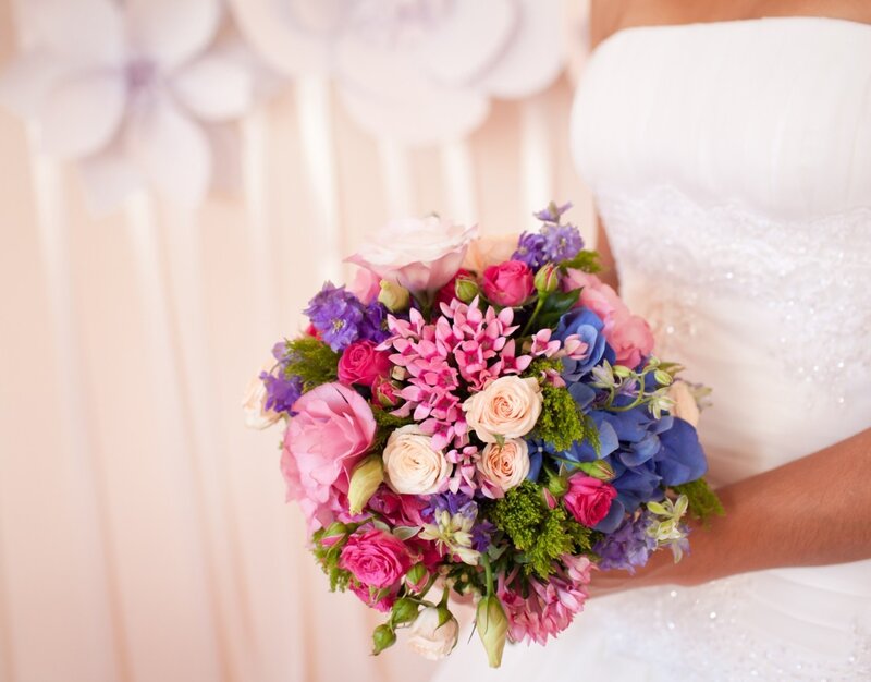 Bride Holding Bouquet — Pink