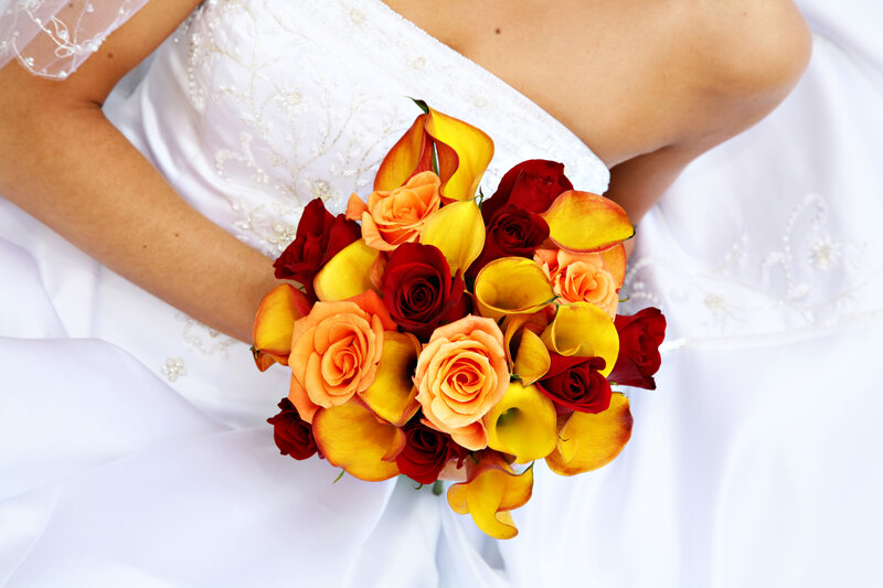Bride Holding Bouquet — White, Calm