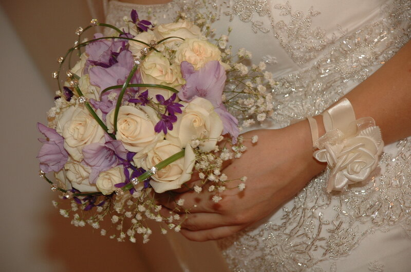 Bride Holding Bouquet — White, Elegant