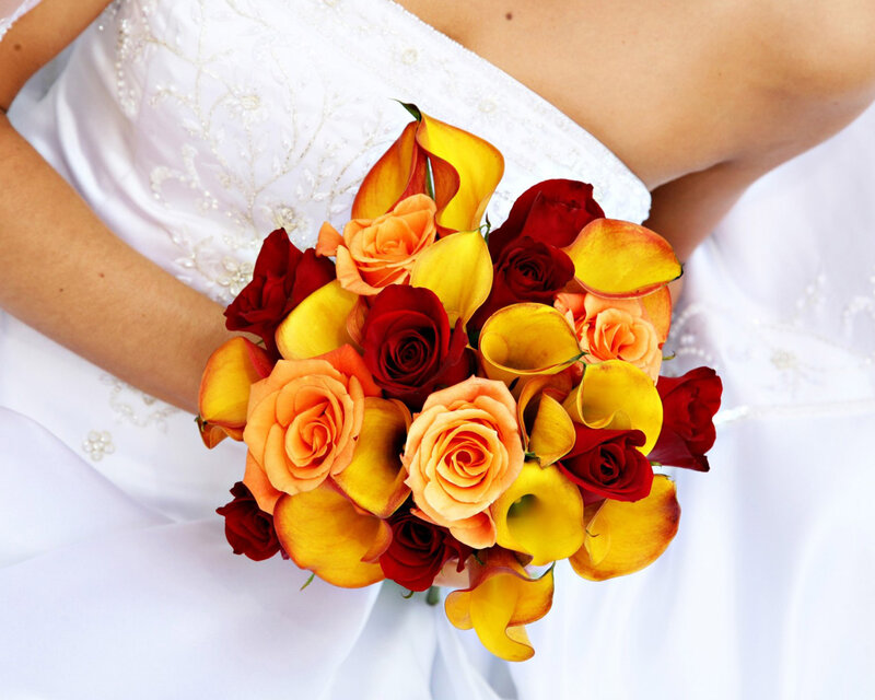 Bride Holding Bouquet — White, Festive