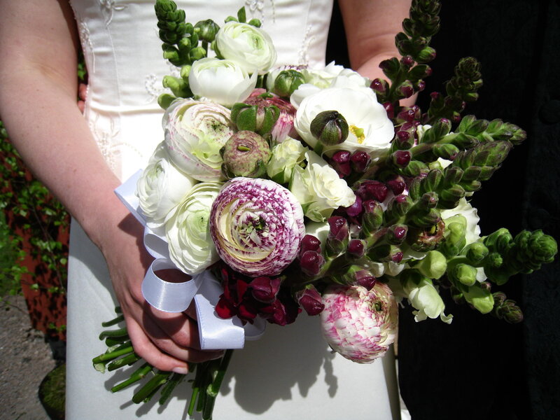 Bride Holding Bouquet — White, Serene, Afternoon, Photograph, Flowers