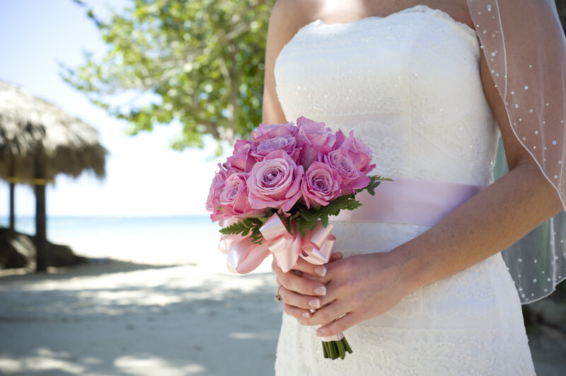 Bride Holding Bouquet — White, Serene, Afternoon, Photograph, Veil