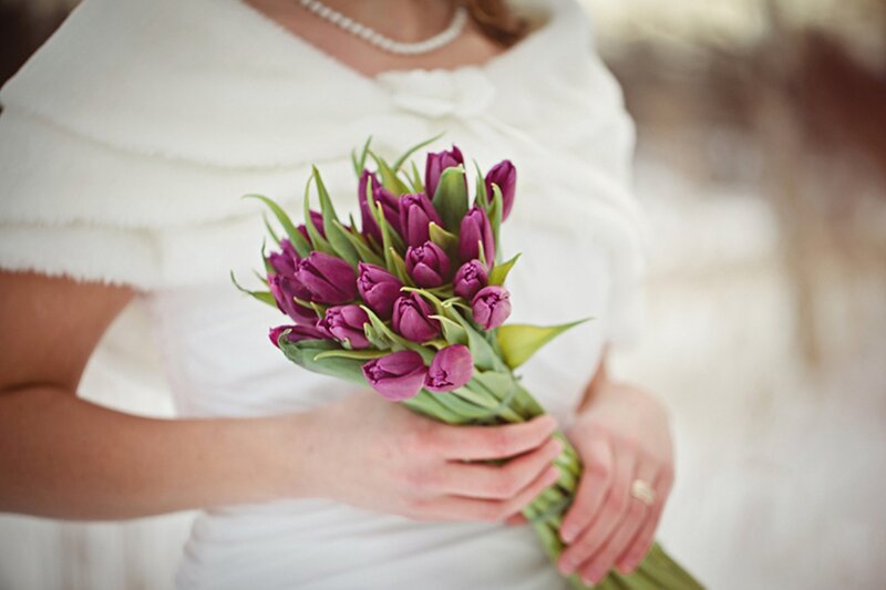 Bride Holding Tulips