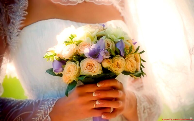 Bride holding wedding bouquet