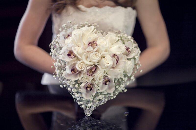 Bride holding wedding bouquet