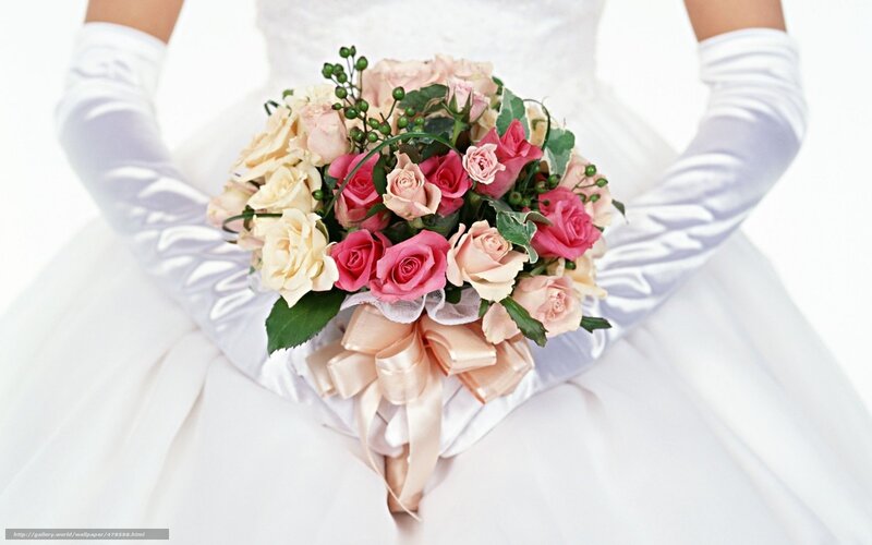 Bride holding wedding bouquet