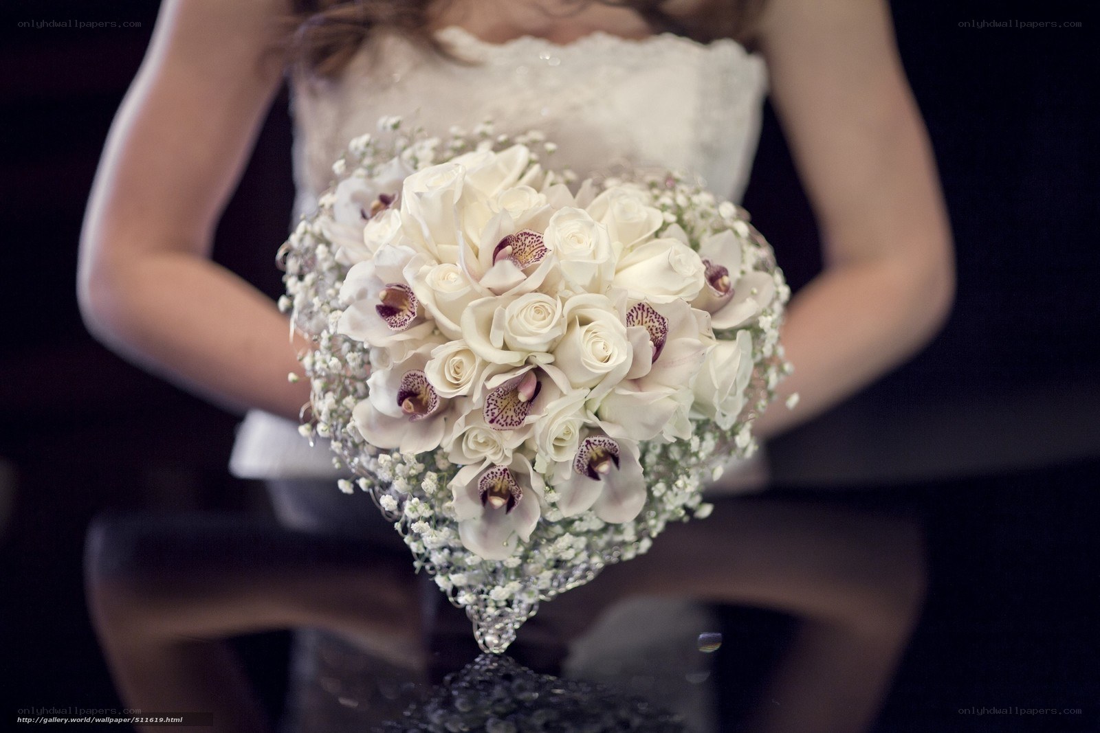 Bride holding wedding bouquet