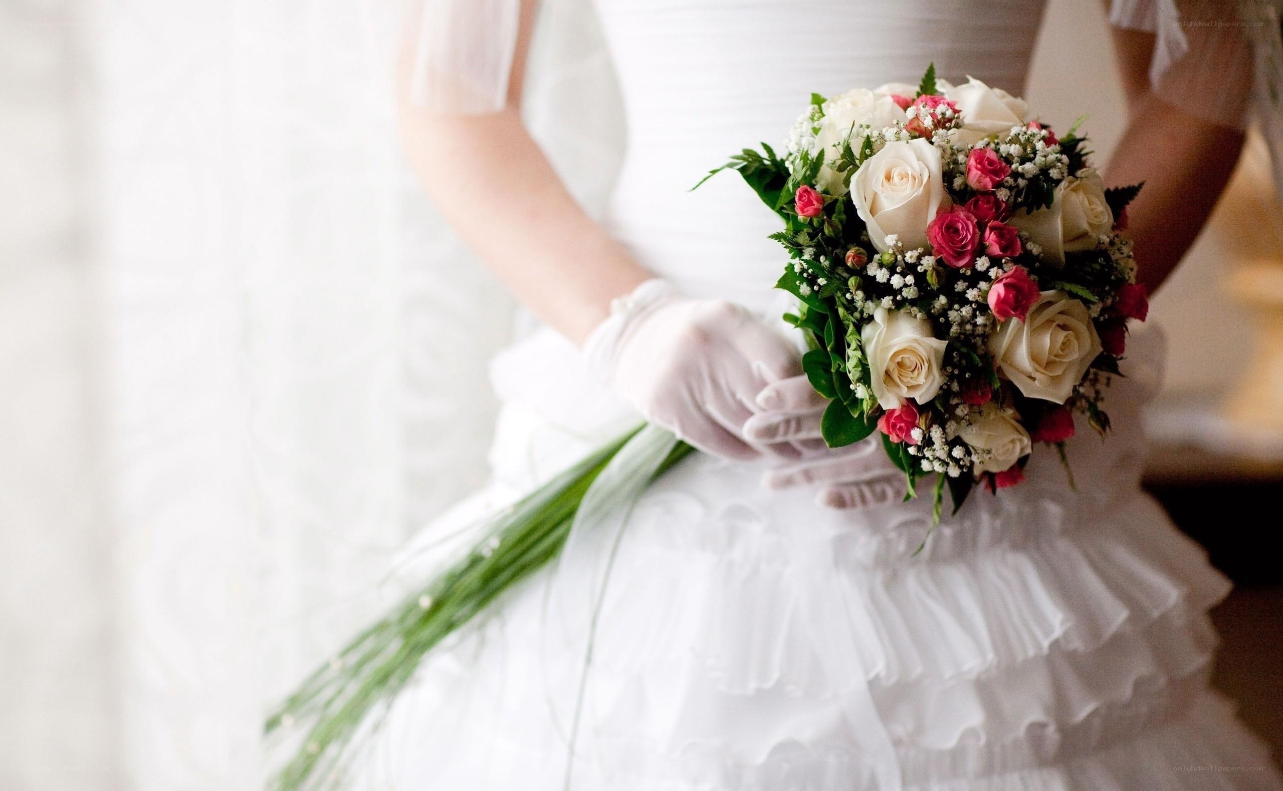 Bride holding wedding bouquet