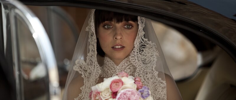 Bride in a car