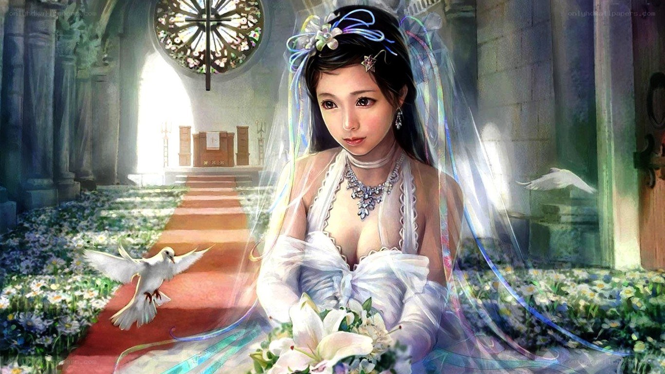 Bride in a cathedral