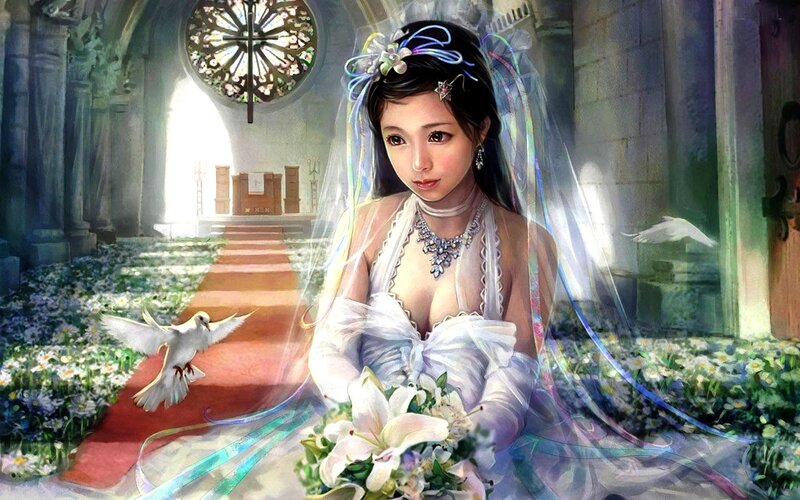 Bride in a cathedral
