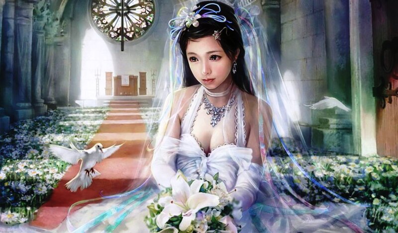 Bride in a Church — White, Serene, Afternoon