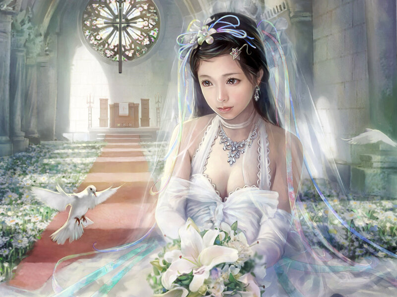 Bride in a Church — White, Serene, Morning