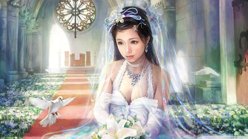Bride in a Church — White