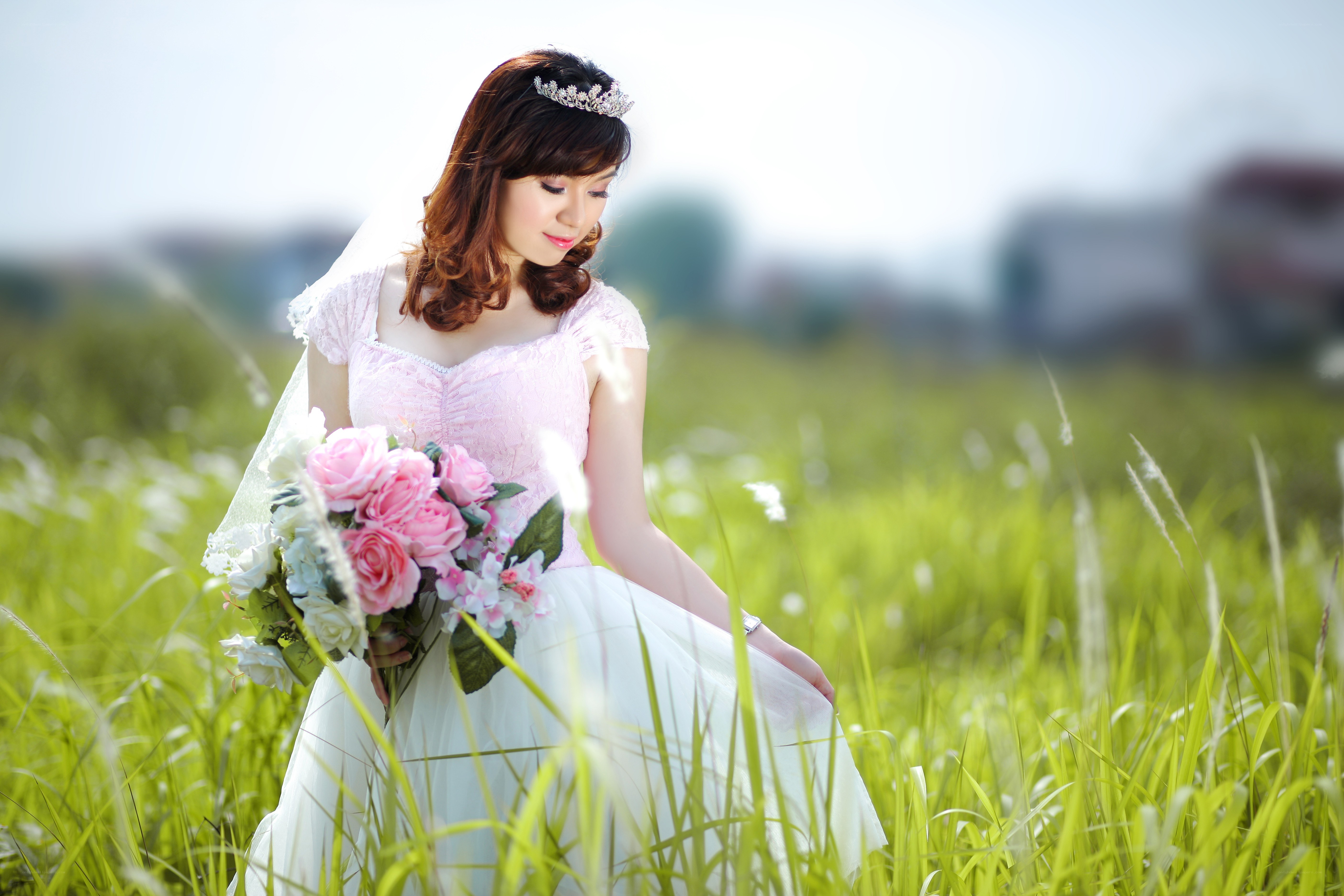 Bride in a field