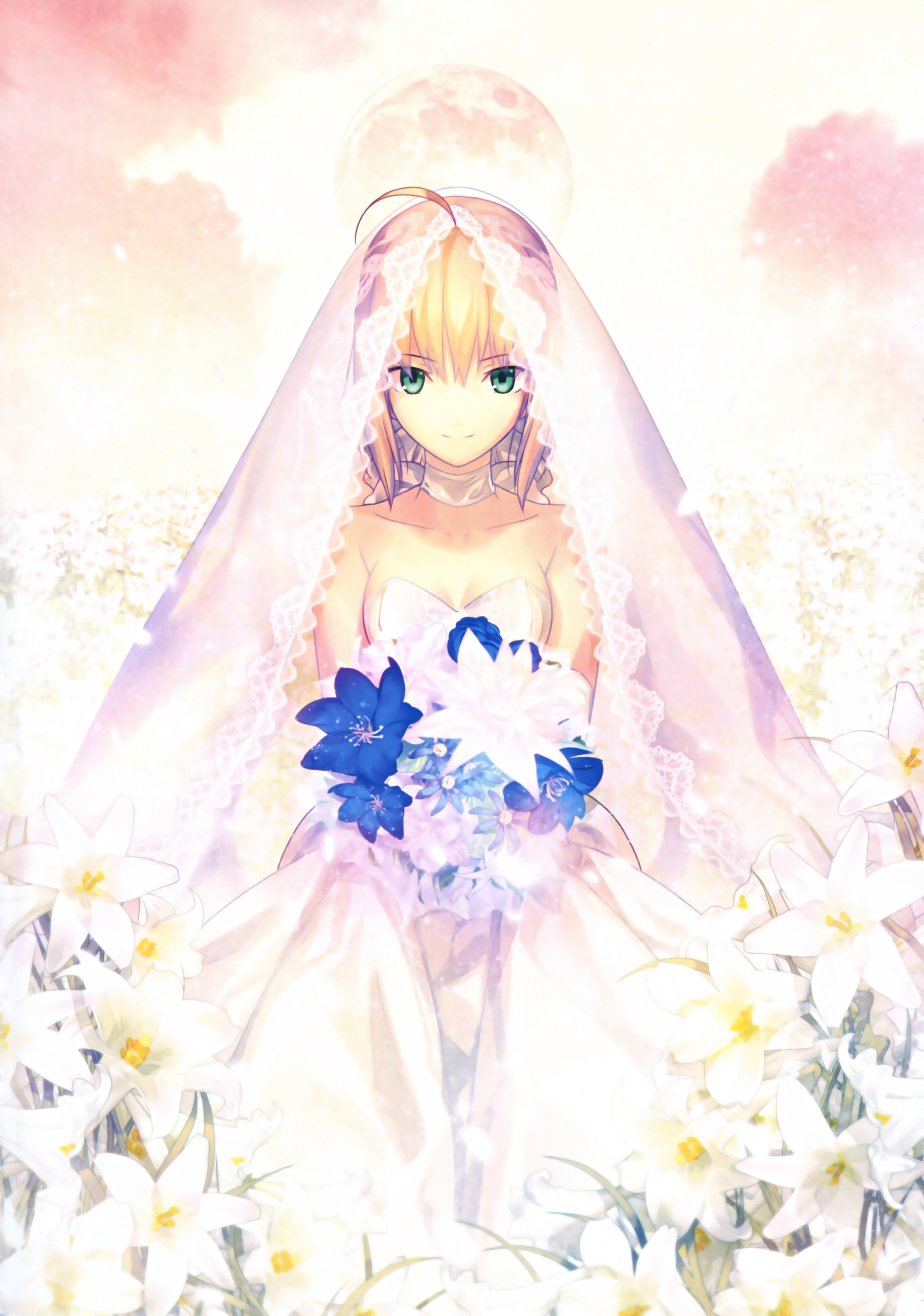 bride in a flower field