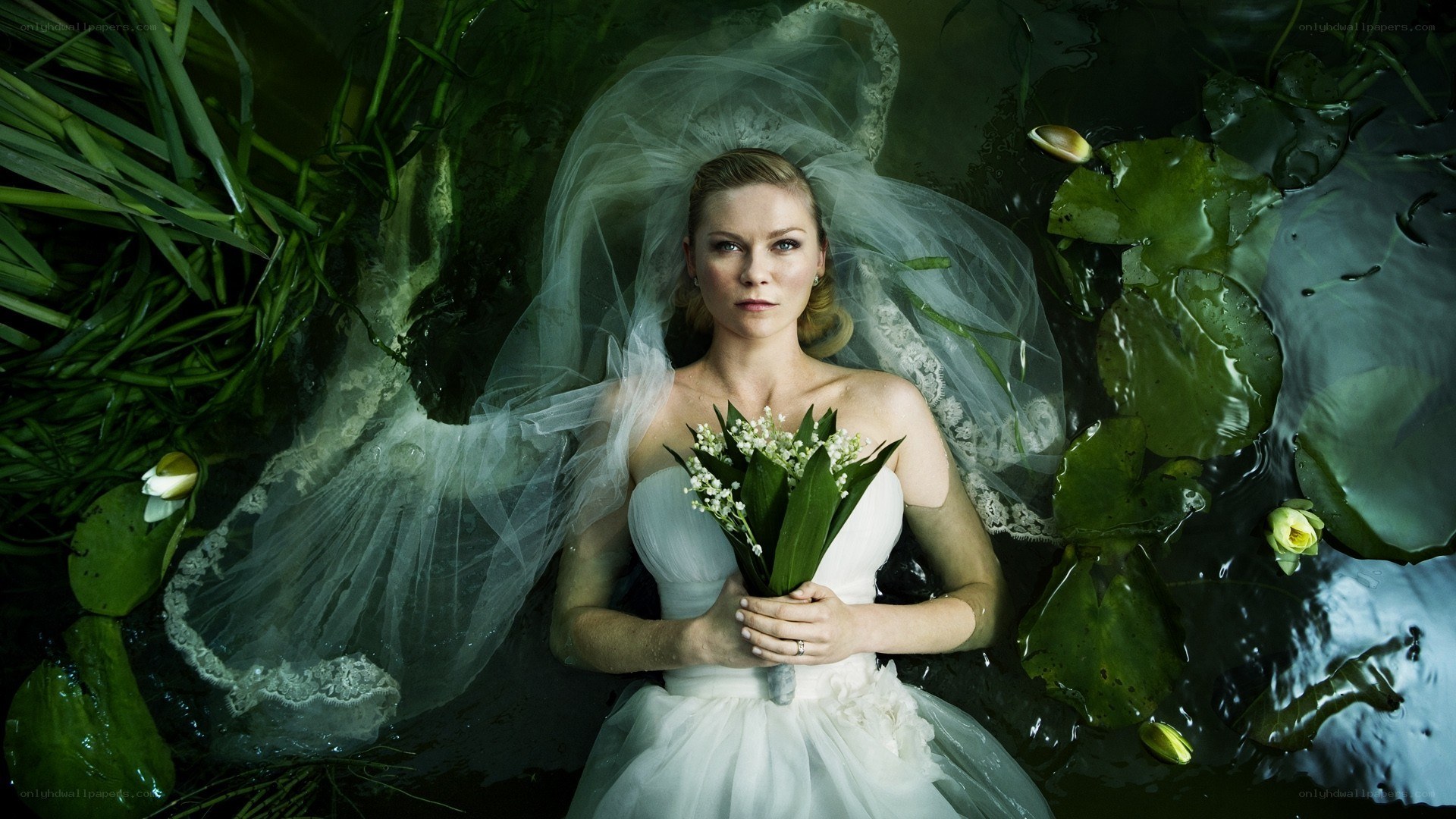 Bride in a pond