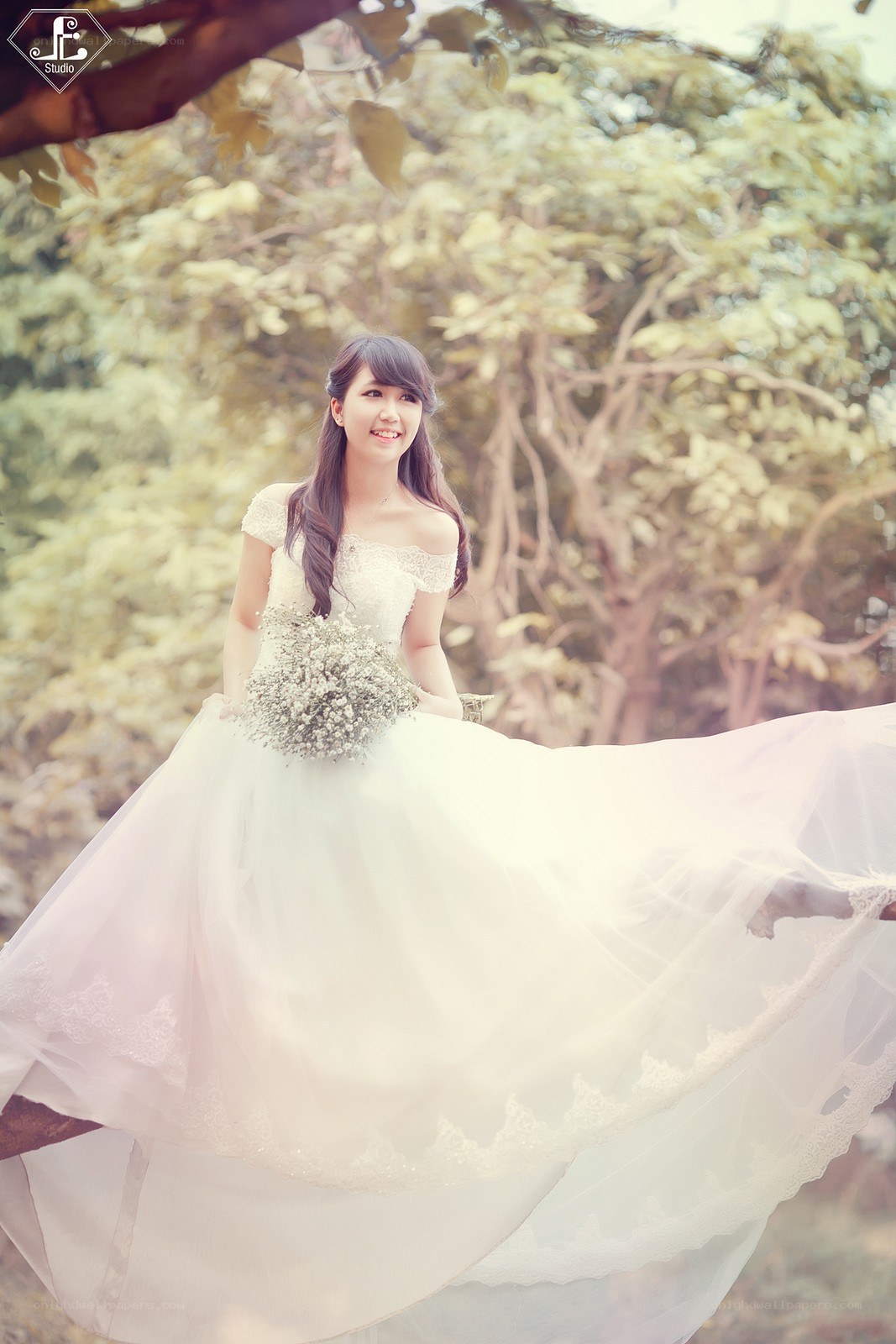 Bride in a white gown
