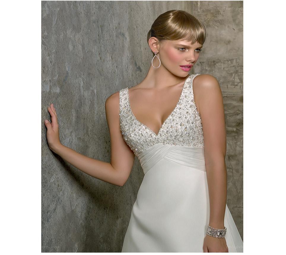 Bride in beaded wedding gown