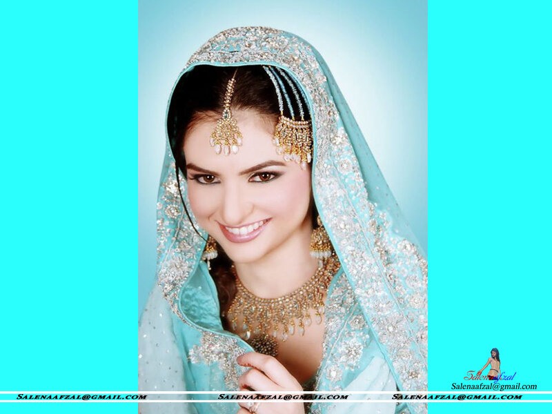 Bride in blue wedding attire