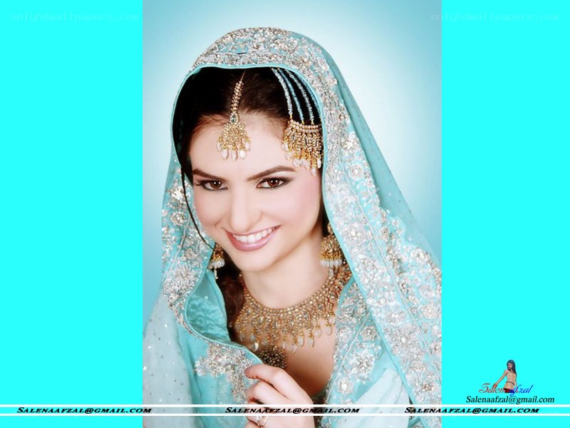 Bride in blue wedding attire