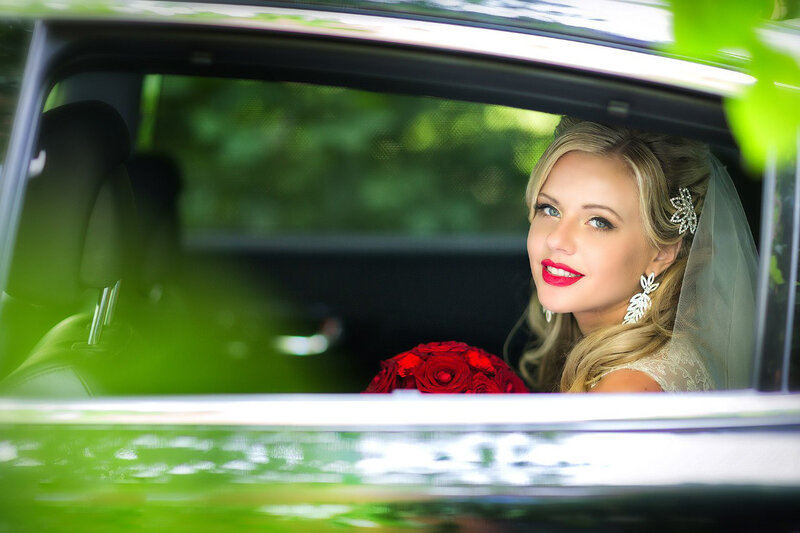 Bride in Car — Red