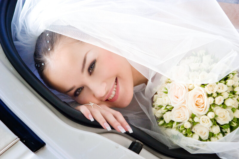 Bride in Car — White